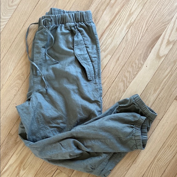 GAP Pants - Gap high rise linen cotton joggers army green size medium